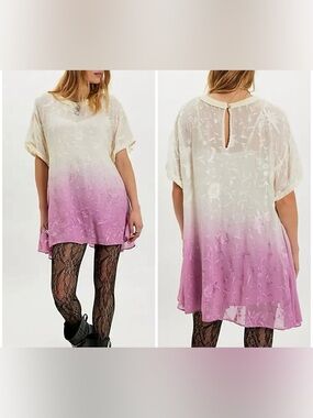 NWT Free People Petal Dusk T-Shirt Mini Dress - petal combo - Small, Medium